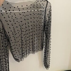 Sheer Black Polka Dot Women's Top